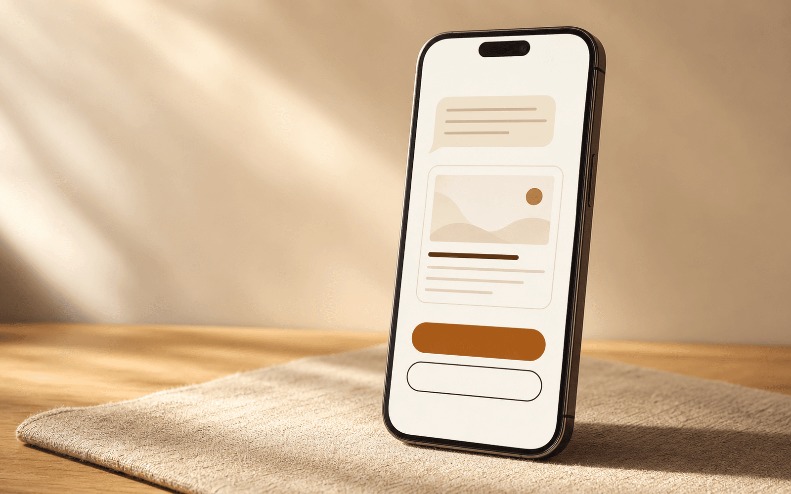 A phone resting on a table, screen showing the Thoughtcast approval message with Approve, Edit, and Skip options